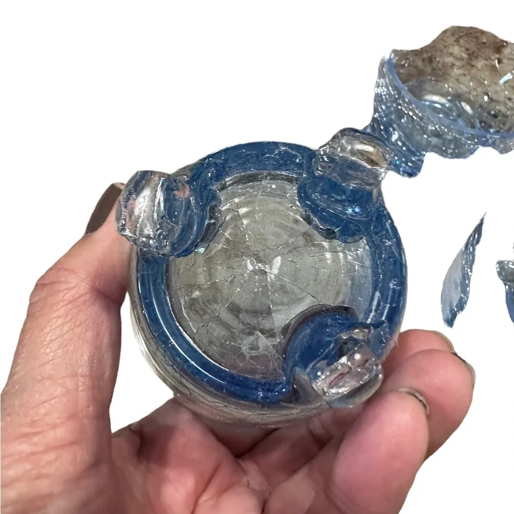 Blue Crackle Glass Votive Candle Holders